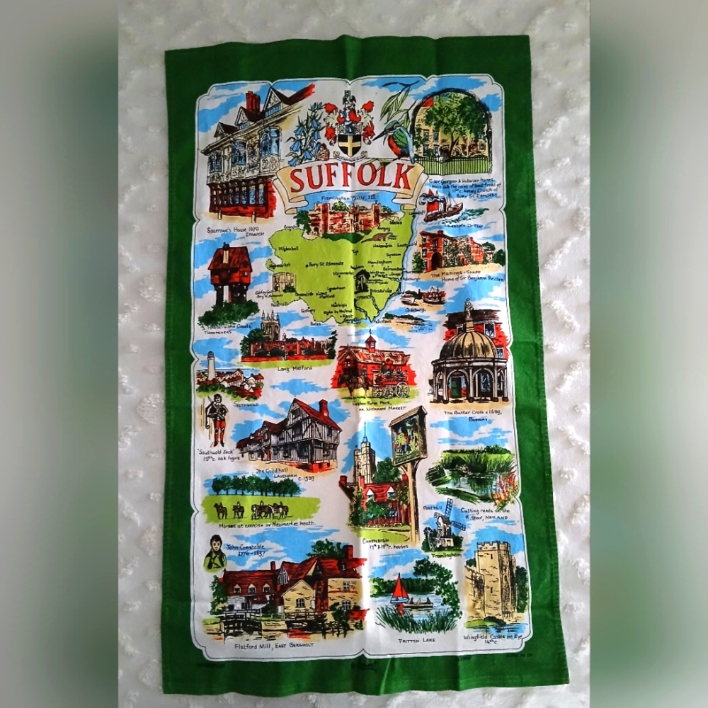 Suffolk United Kingdom Souvenir tea towel